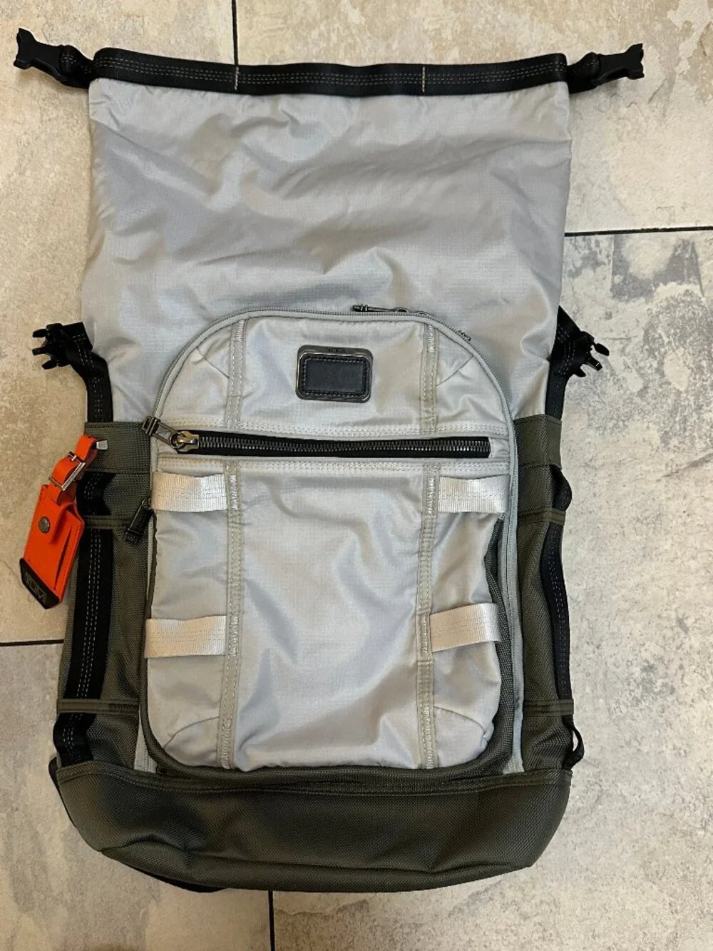Tumi Alpha Bravo Ally Roll Top Backpack - Gray / Green
